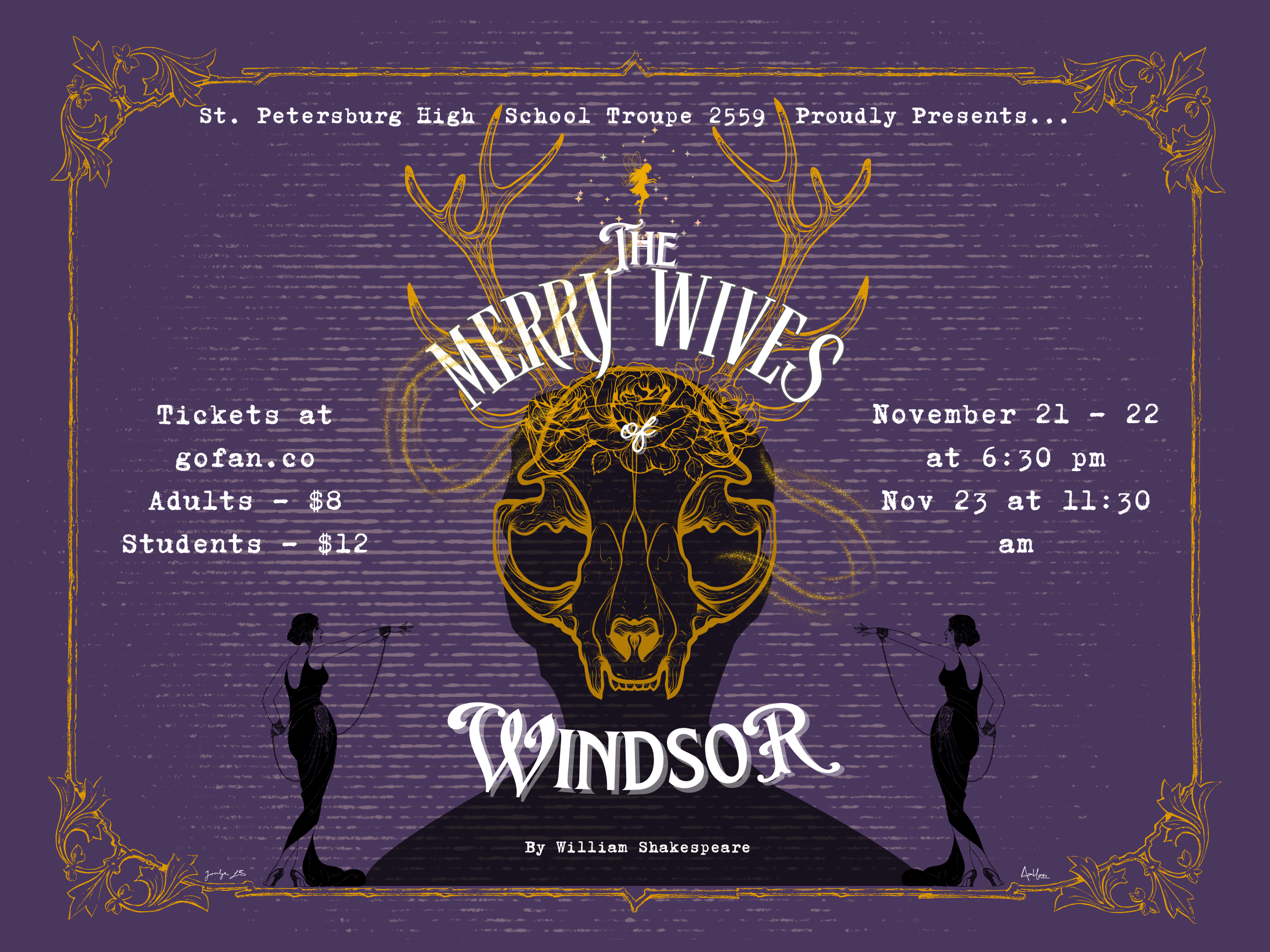 A design for printed signs advertising my high school's 2024 Fall Play