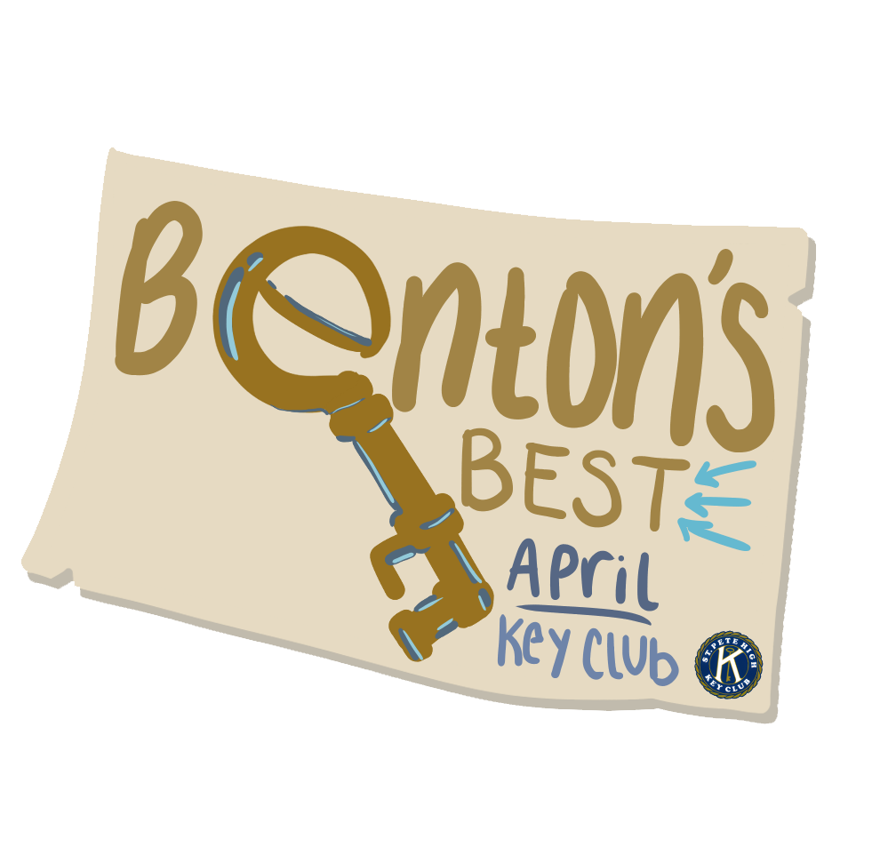 A sticker design for my high school's Key Club Benton's Best––a monthly certification to the club's hardest worker.